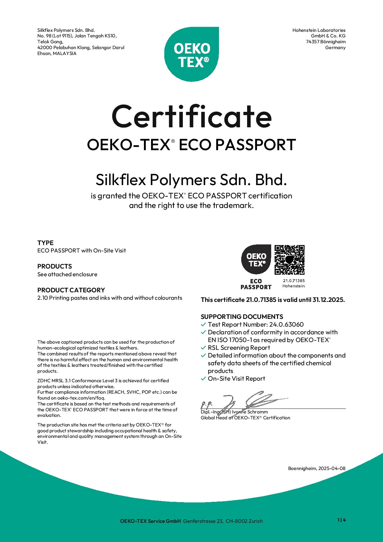 Silkflex Polymers Sdn Bhd Earns ECO PASSPORT